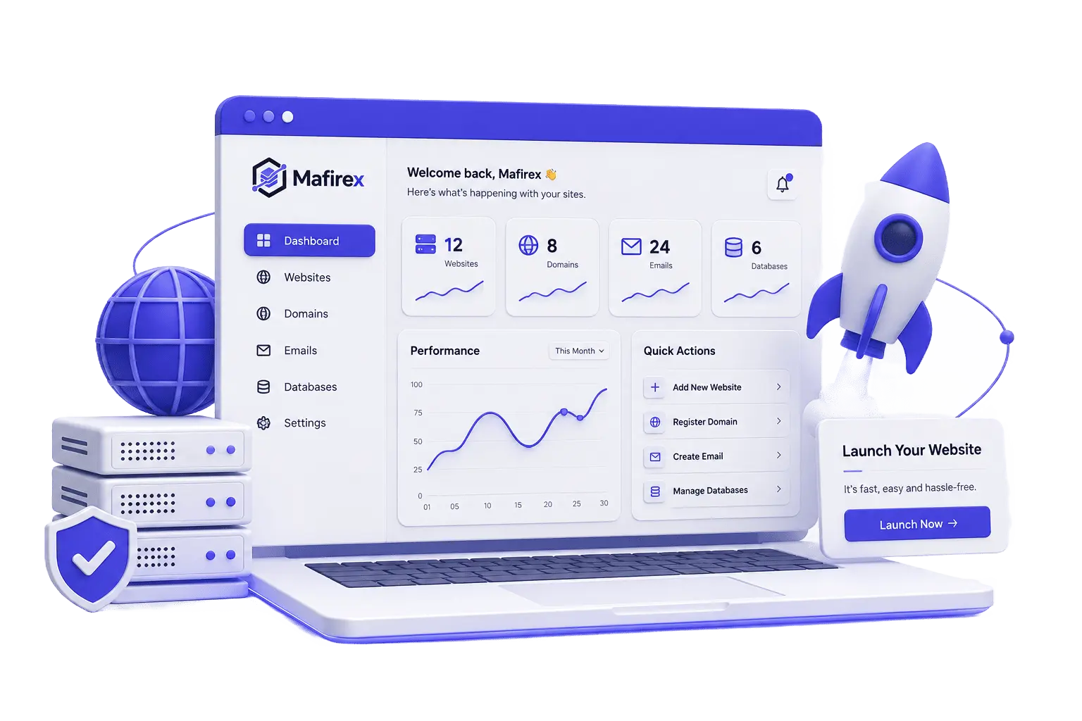 Mafirex Hosting Dashboard Control Panel UI